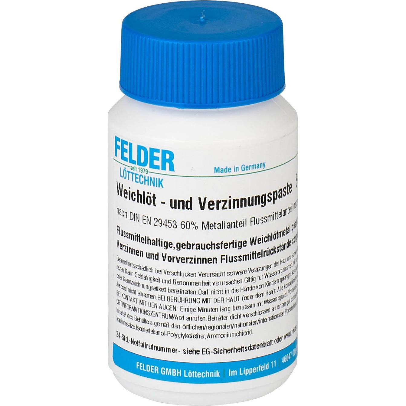 Felder - Sn97Cu3 Weichlöt- und Verzinnungspaste (Gefahrwarnung) 250g