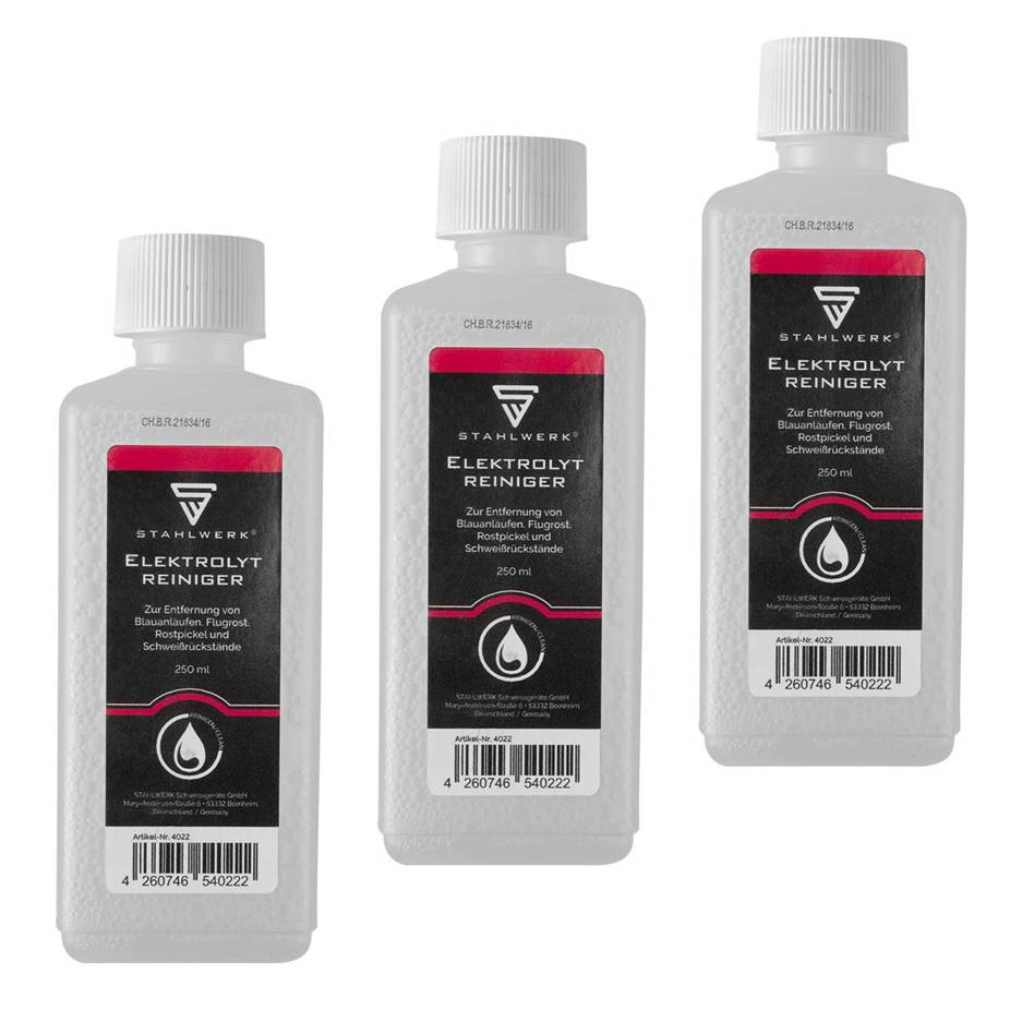 STAHLWERK - 3x Elektrolytreiniger (für Schweißnaht-Reinigungsgeräte) 250ml