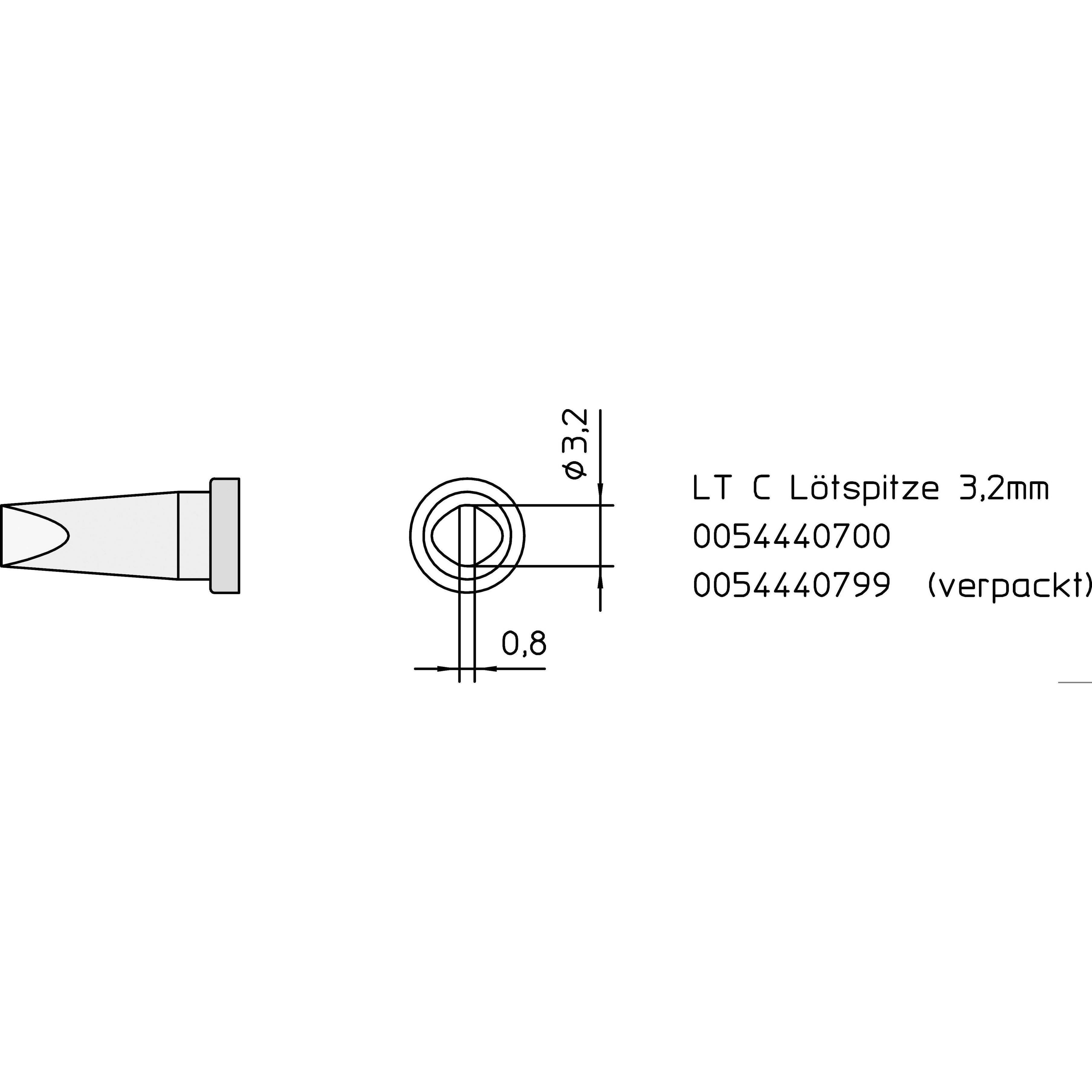 Weller - LT-C (Lötspitze Meißelform, gerade | 3.2 mm) für Weller® Lötkolben MLR 80, WSP 80, MPR 80 - 1 St.