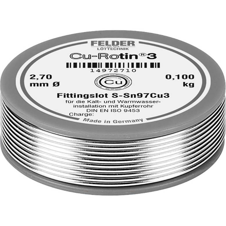 Felder - Cu-Rotin® 3 - Bleifreier Lötzinn Spule (Sn97Cu3, 0.100kg, 2.7mm)