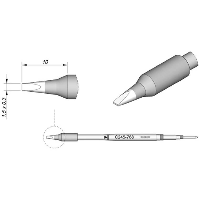 JBC Tools - C245768 (Lötspitze) Meißelform, gerade - Spitzen-Größe 0.3mm