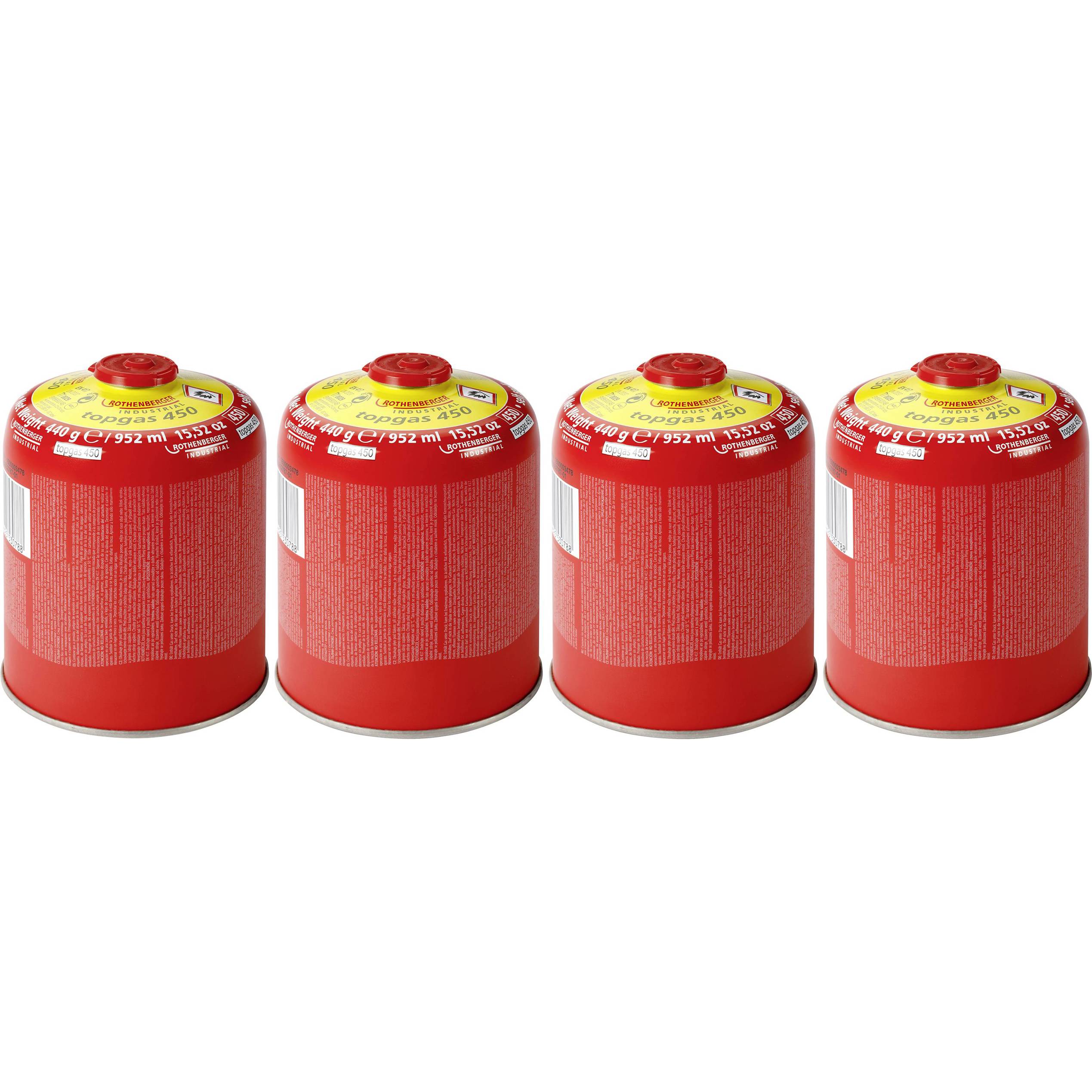 Rothenberger Industrial - 1000003737 (Butan/Propan Gas) Gaskartusche 440g (Set von 4) - Sicherheit GHS02/04
