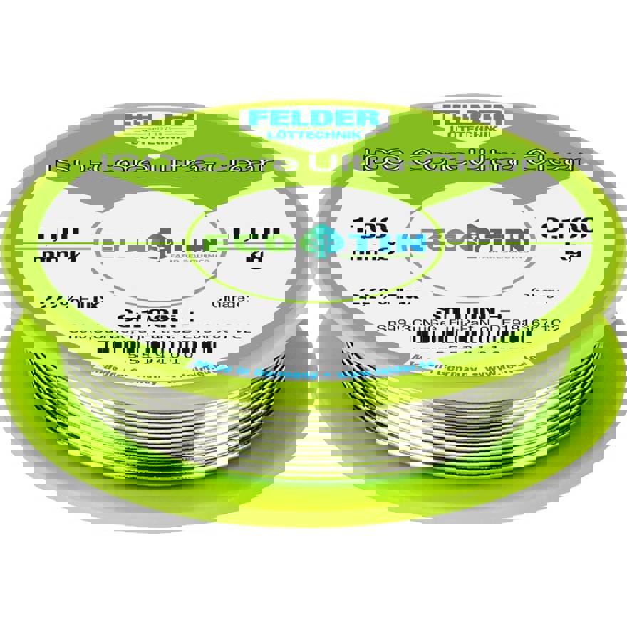 Felder - Sn100Ni+ - ISO-Core "Ultra-Clear" Lötzinn Spule 1mm (bleifrei) - 0.100 kg