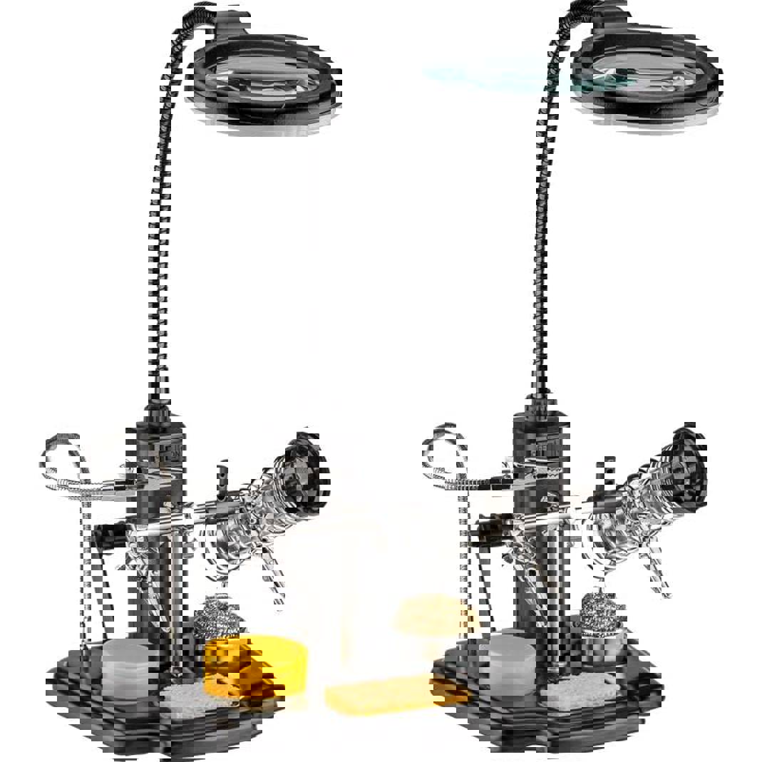 Goobay - 45241 Multifunktionale LED Schwanenhals Löthilfe mit Krokodilklemmen (Ø 90 mm, Gewicht 1300g)