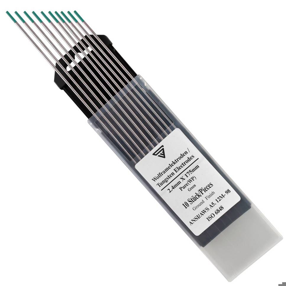 STAHLWERK - WP Grün - Wolframelektroden (Schweißelektroden) 2,4 mm x 175 mm (10er Set inkl. 1St.)