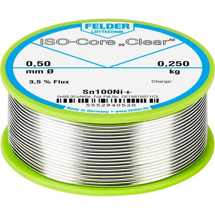 Felder - Sn100Ni+ ISO-Core "Clear" Spule Lötzinn 0.5mm 0.250kg