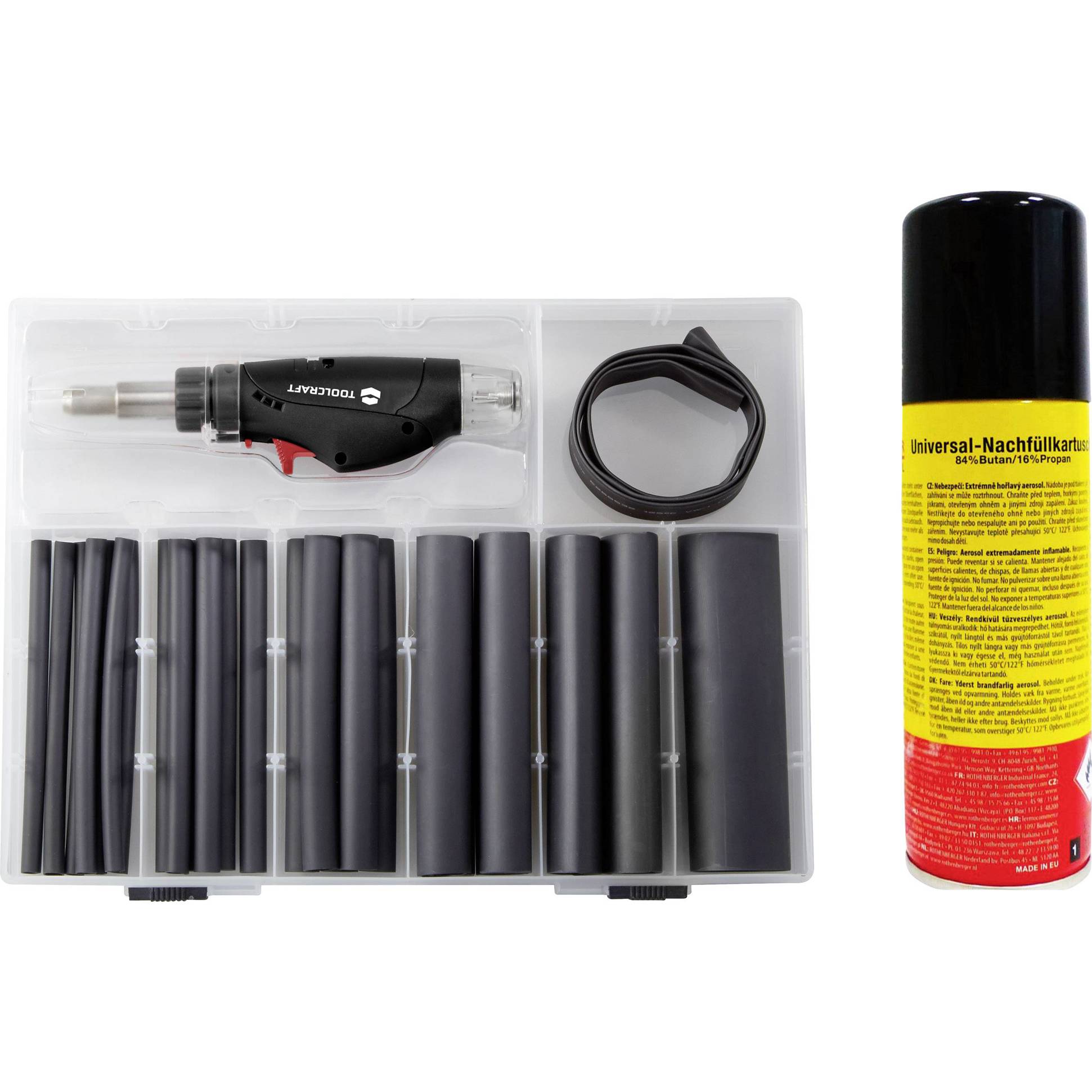 TOOLCRAFT - HSK-27 - 1300°C Lötkolben-Set mit 70W Leistung & Schrumpfschlauch (inkl. Gasflasche)