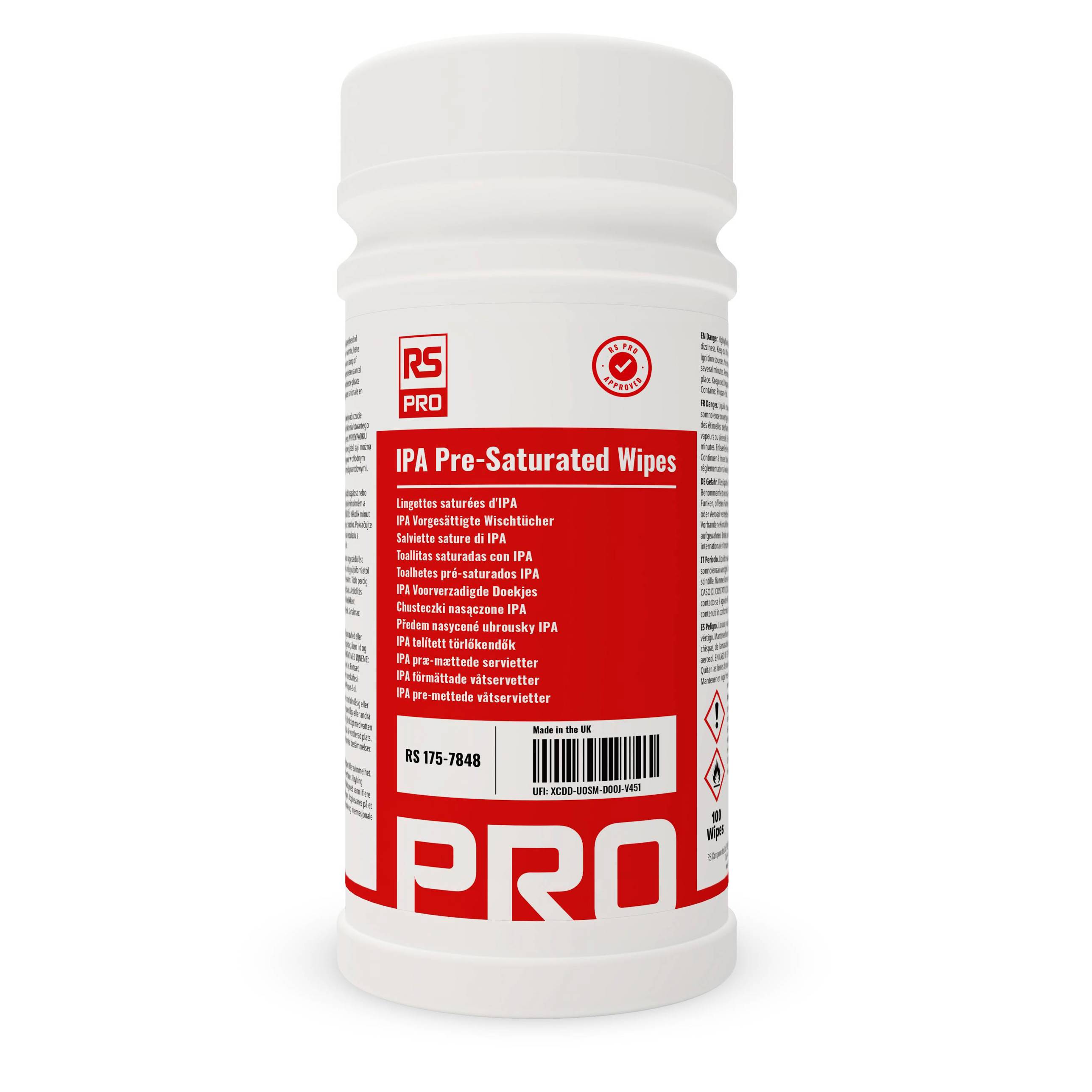 RS PRO - Modell-IPA-1St. Reinigungstücher (getränkt) - Dose 100