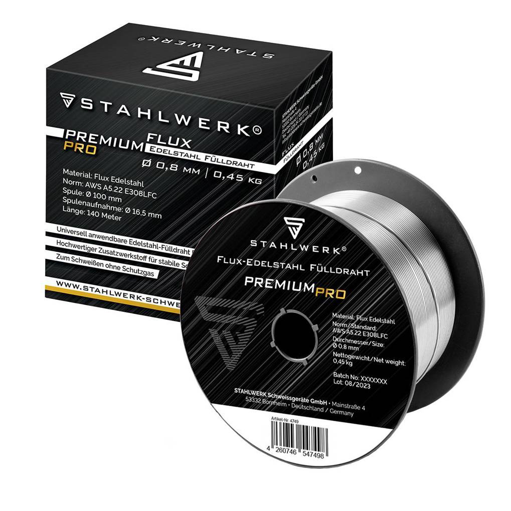STAHLWERK - FLUX Edelstahl E308LFC - Fülldraht 0,8 mm 0,45 kg Drahtrolle (Drahtspule)
