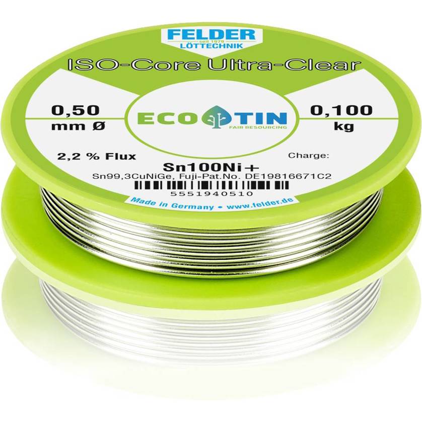 Felder - Sn100Ni+ (Ultra-Clear) Lötzinn - Spule, bleifrei, 0.5mm, 0.100kg